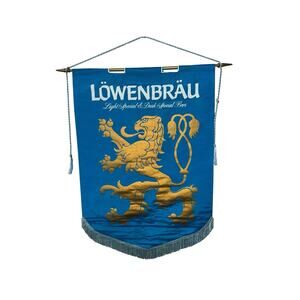 Vintage Lowenbrau Beer Hanging Banner Wall Pennant Miller Brewing Barware READ